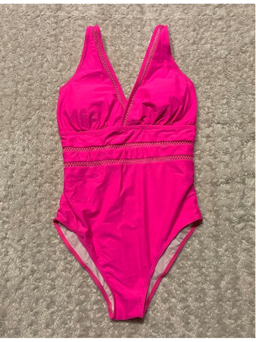 Daci Women Plus Size One Piece Swimsuits V Neck, Pink, Size 12W, NWT